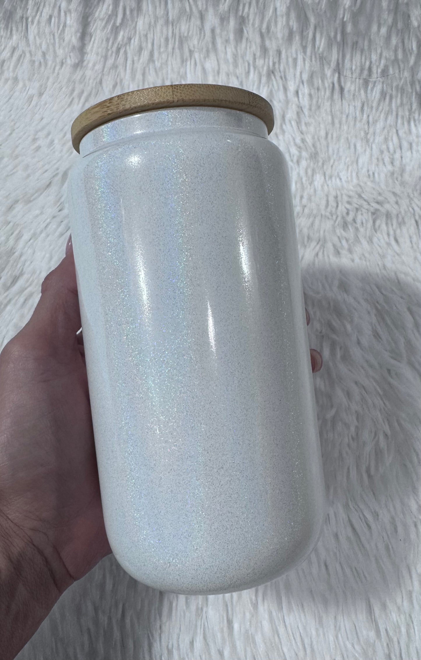 16oz WHITE HOLOGRAPHIC LIBBY GLASS CAN SUBLIMATION BLANK