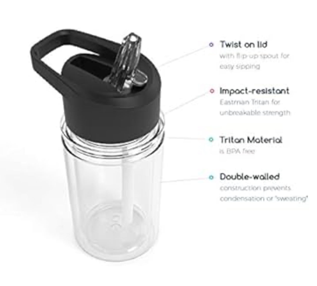 10oz ACRYLIC KIDS PRE-DRILLED CLEAR SNOW GLOBE TUMBLER WITH BLACK LID