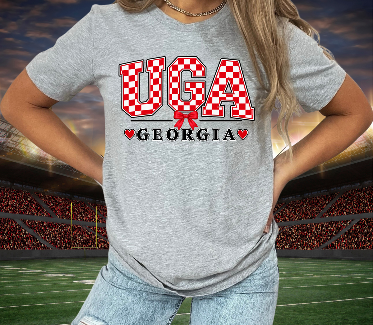 UGA Gingham Tee & Sweatshirt