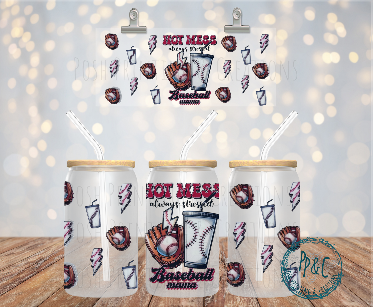#293 HOT MESS BASEBALL MOM UV DTF WRAP