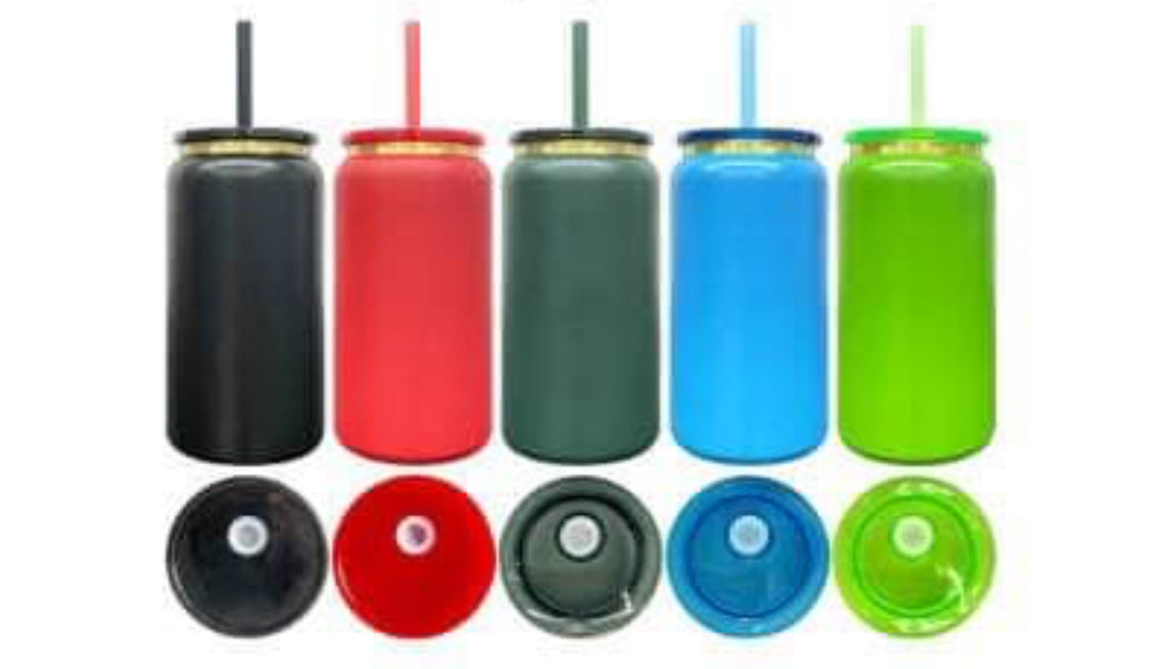 16oz COLORED POWDERED COATED STAINLESS STEEL CCUPSD WITH COLOR PLASTIC LIDS