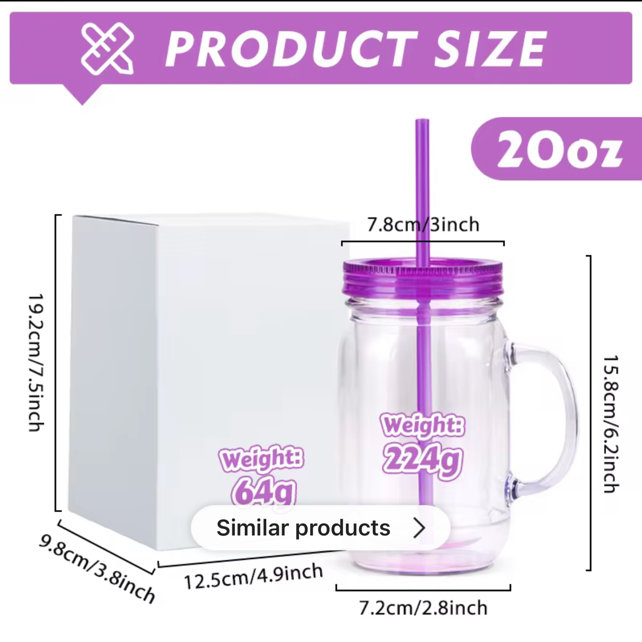 20oz DOUBLE WALL ACRYLIC MASON JAR PRE-DRILLED SNOW GLOBE TUMBLER WITH COLORED LIDS (PRE DRILLED)