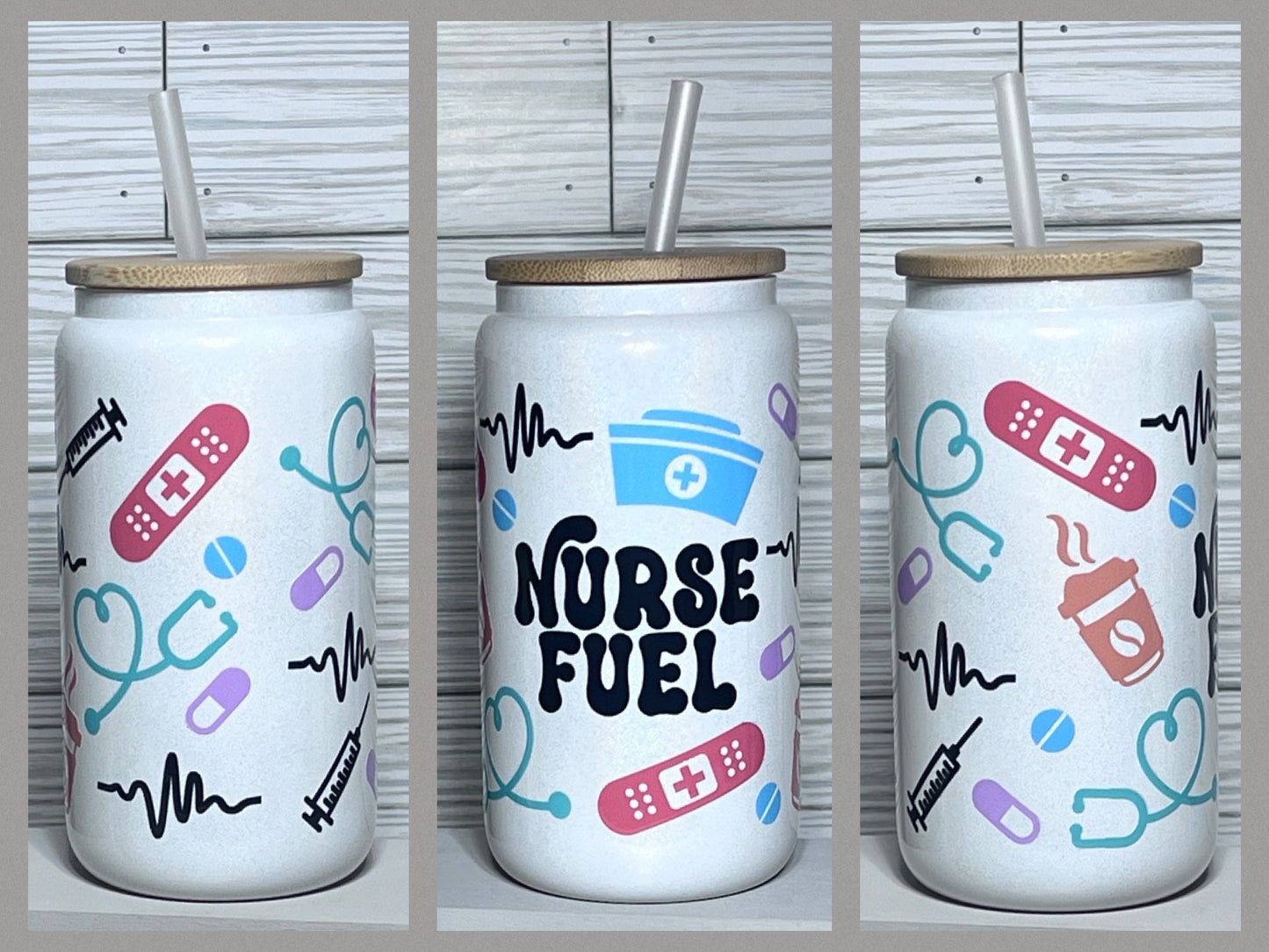 16oz NURSE FUEL GLASS CAN TUMBLER