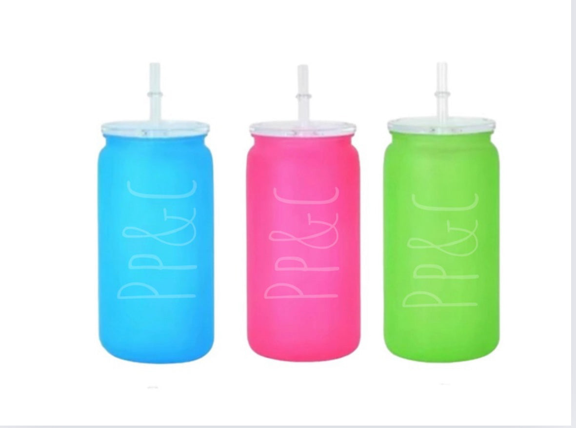 16oz ACRYLIC/PLASTIC OMBRÉ AND NEON MATTE COLOR CAN CUPS