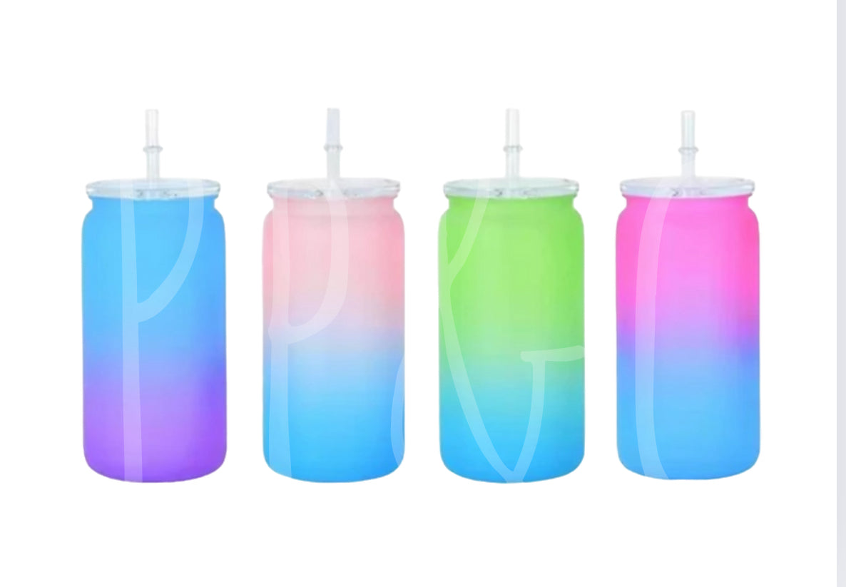 16oz ACRYLIC/PLASTIC OMBRÉ AND NEON MATTE COLOR CAN CUPS