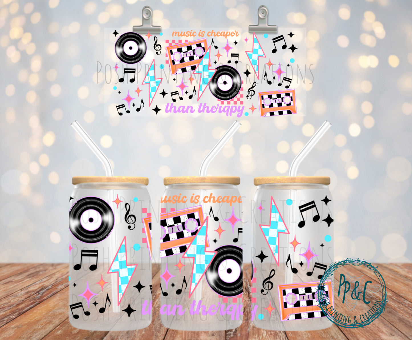 #393 MUSIC IS CHEAPER THAN THERAPY UV DTF WRAP