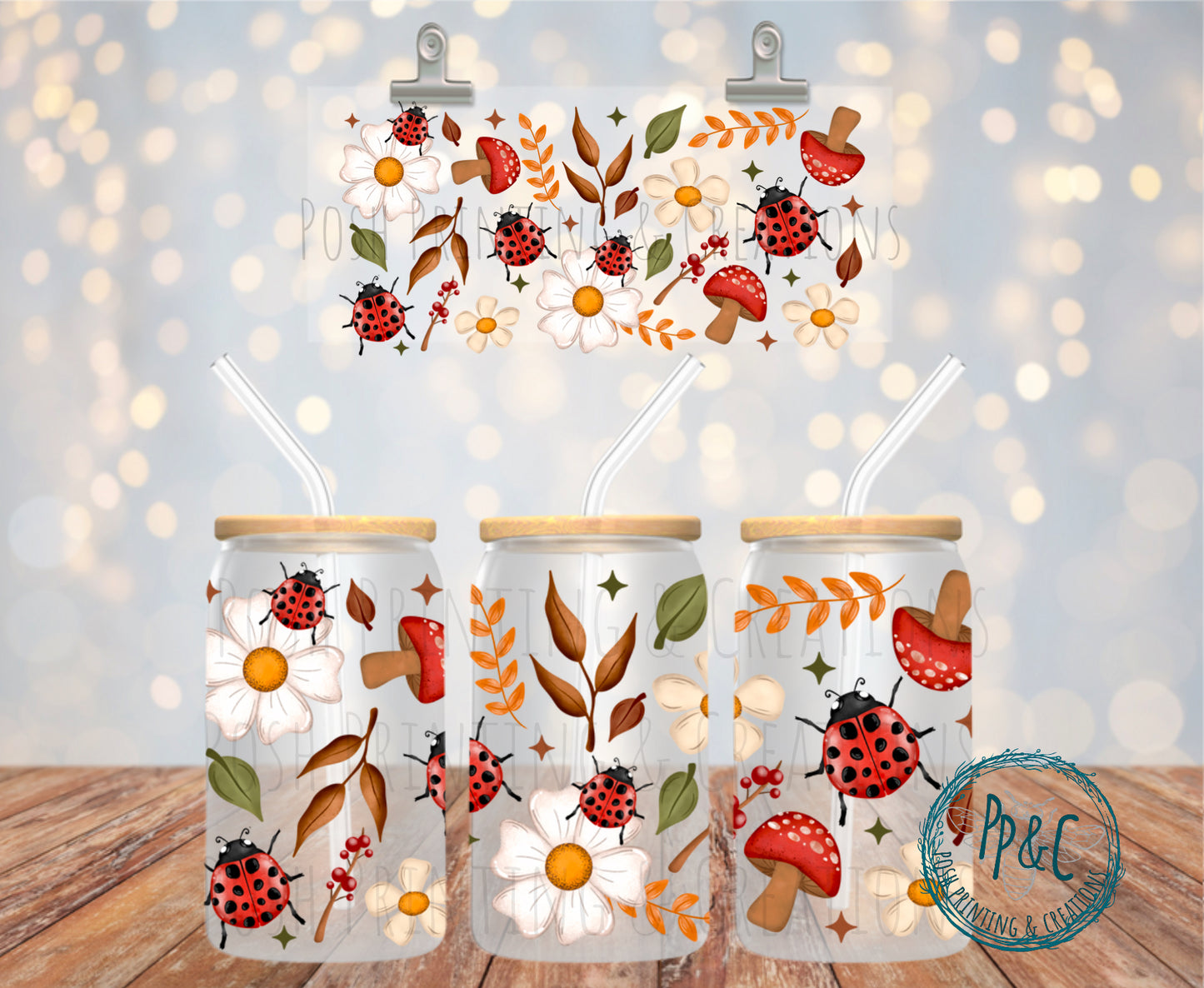 #240 LADYBUGS AND MUSHROOMS UV DTF WRAP