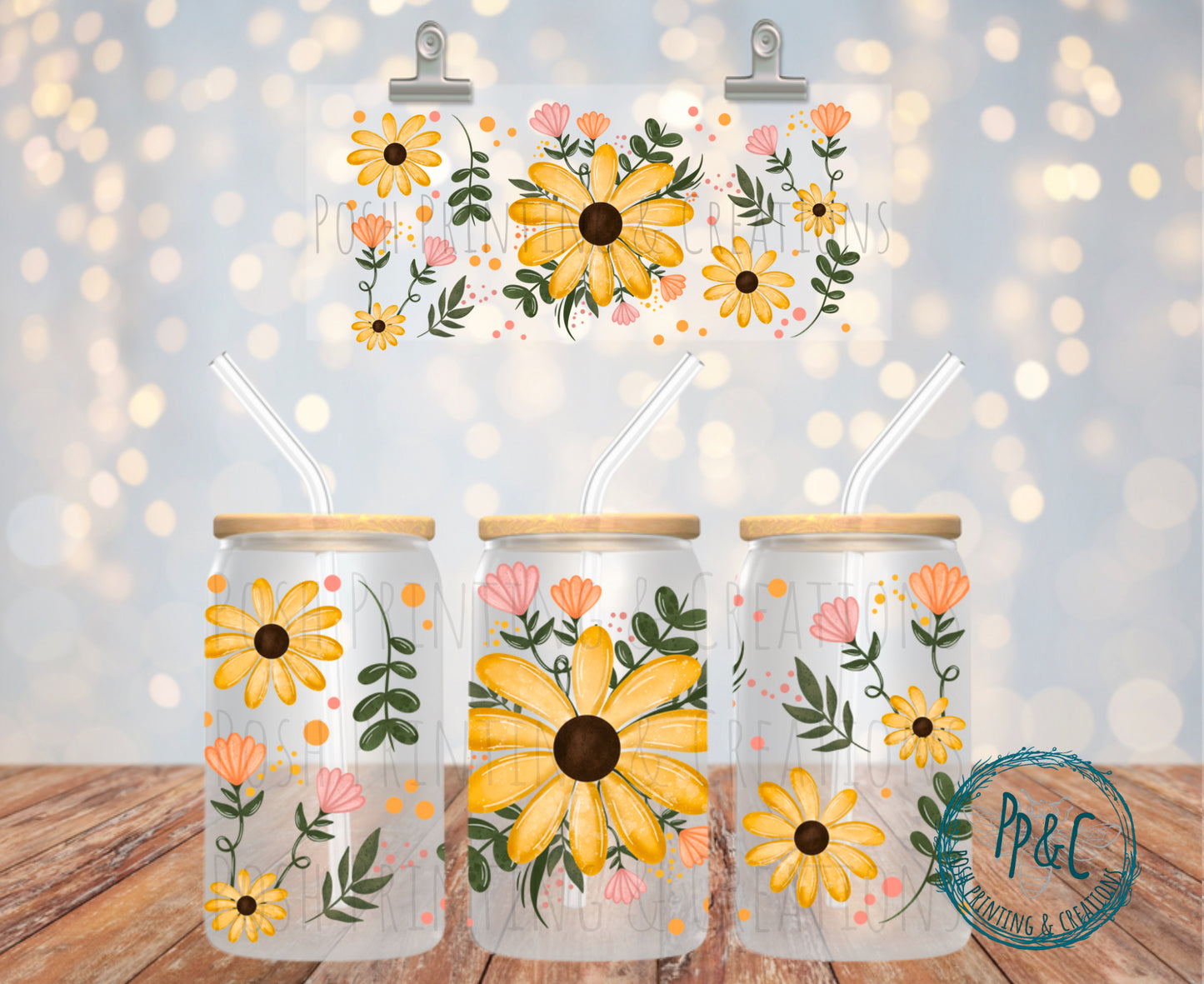 #291 YELLOW FLORAL UV DTF WRAP