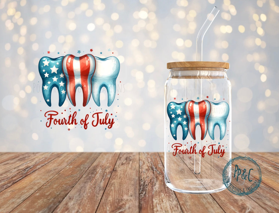 #700 DENTAL FOURTH OF JULY UV DTF DECAL