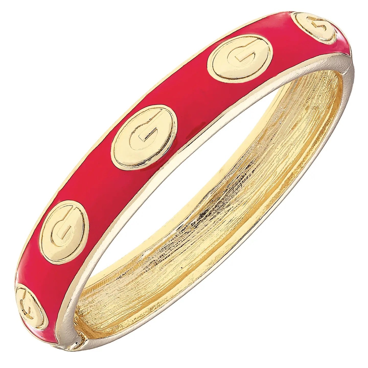 Georgia Bulldogs Sculpted Enamel Logo Hinge Bangle in Red