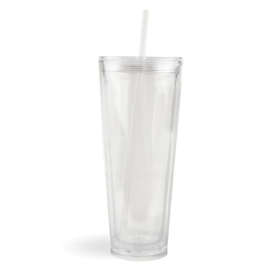 24oz DOUBLE WALLED PRE-DRILLED SNOW GLOBE ACRYLIC PLASTIC TUMBLER