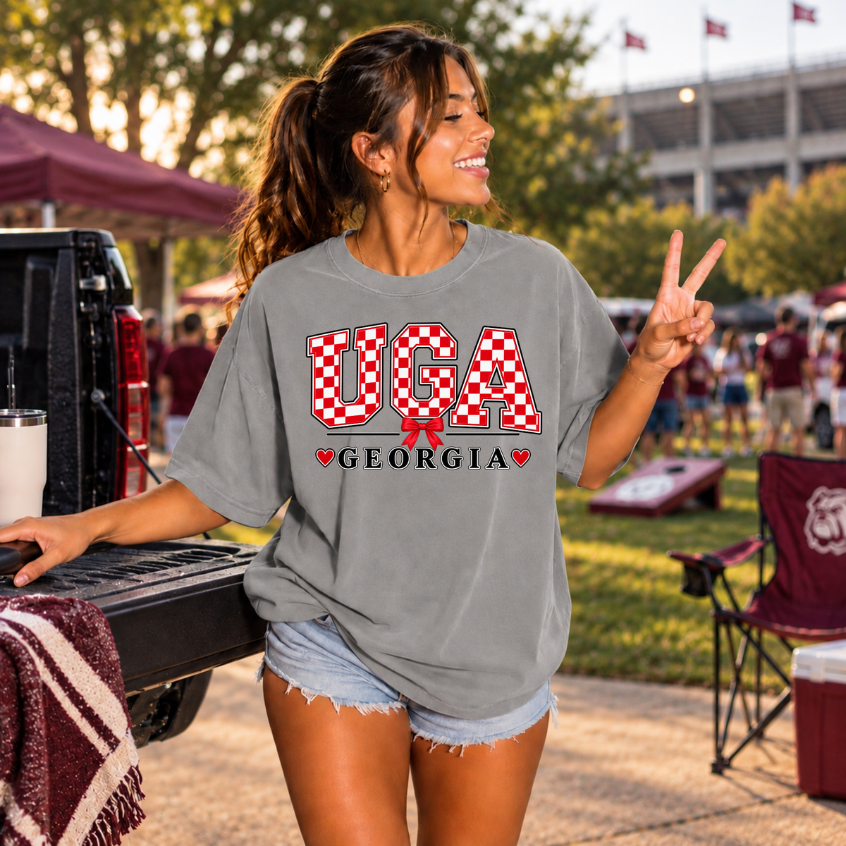 UGA Gingham Tee & Sweatshirt