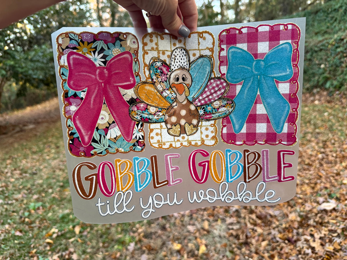 Gobble Gobble Till You Wobble Glitter Thanksgiving Shirt