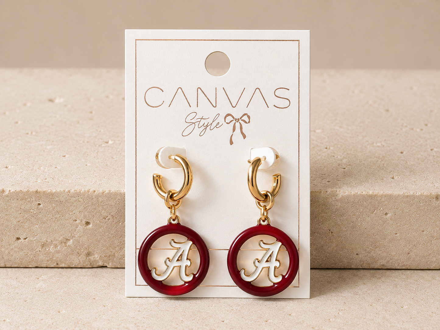 Alabama Crimson Tide Logo Medallion Drop Hoop Earrings