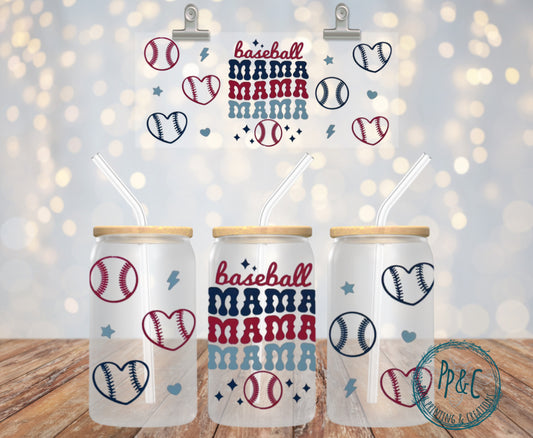 #320 MAMA BASEBALL & HEART BASEBALL UV DTF WRAP