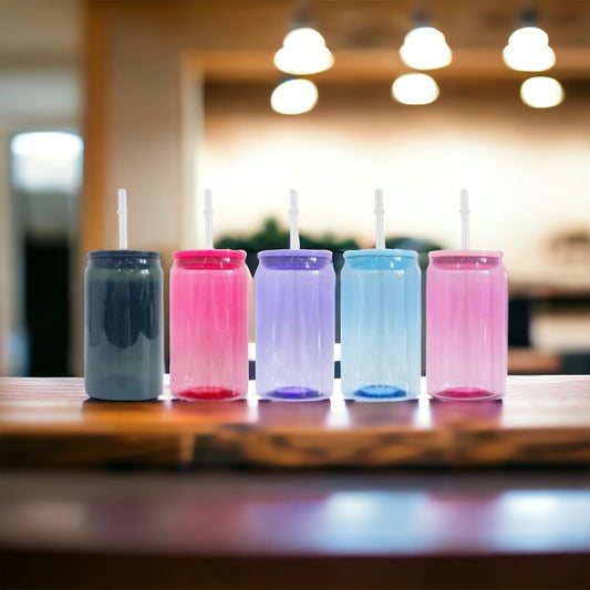 16oz TRANSPARENT ACRYLIC CAN CUP WITH COLORED ACRYLIC LIDS