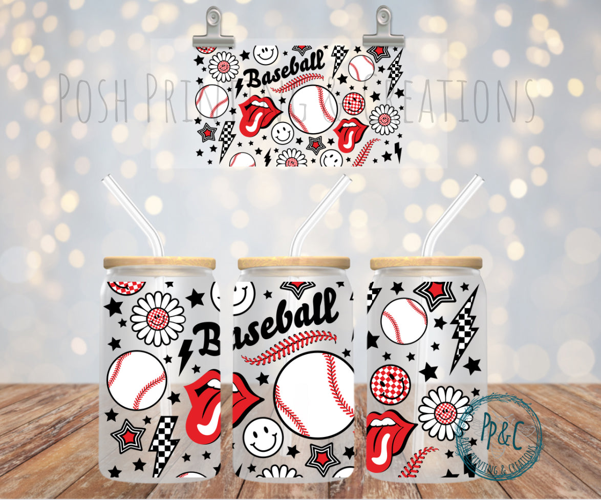 #388 RED, WHITE & BLACK BASEBALL UV DTF WRAP