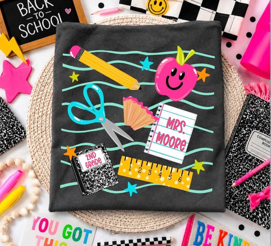 School Supplies Teachers Tee (Blank or Personalized)