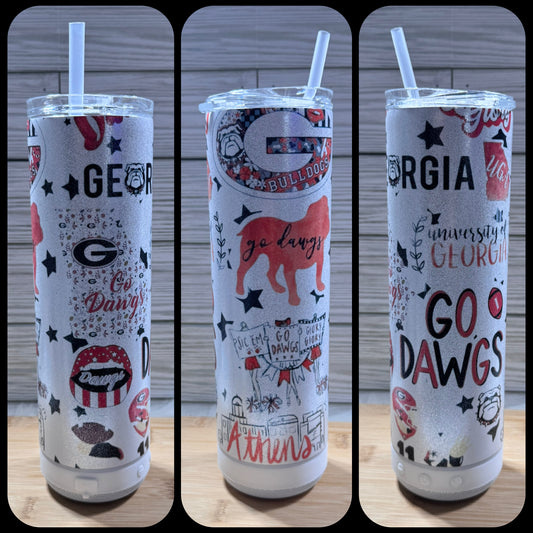 20 oz Bulldogs Glittered Bluetooth Speaker Tumbler