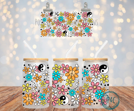 #204 PEACE SIGNS AND FLOWERS UV DTF WRAP