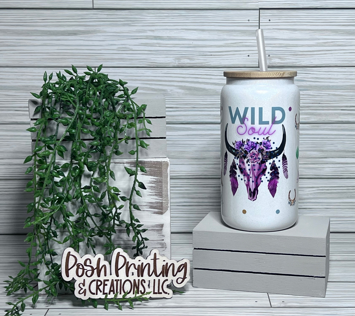 16oz. WILD SOUL SHIMMER GLASS CAN TUMBLER