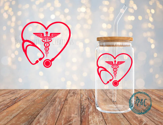 #519 HEART STETHOSCOPE UV DTF DECAL