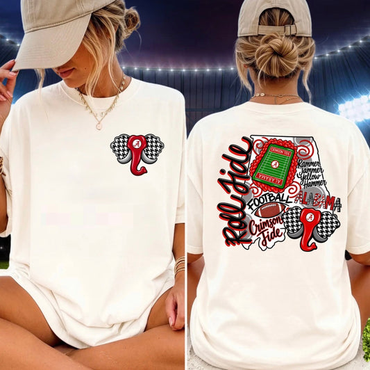 Crimson Houndstooth Elephant Alabama Game Day Tee
