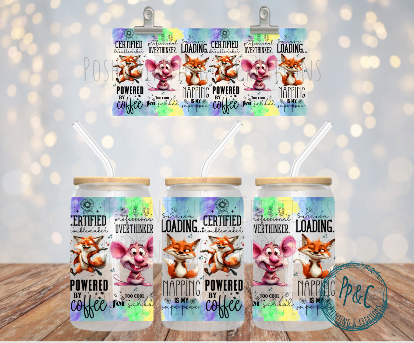 #308 FOX & MOUSE FUNNY  UV DTF WRAP