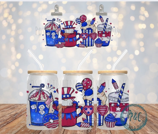 #225 RED WHITE & BLUE UV DTF WRAP