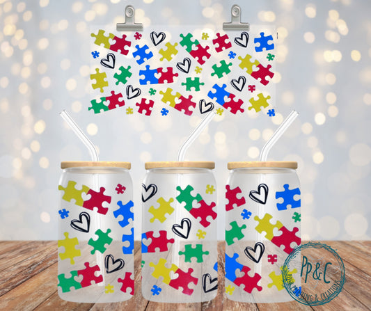 #249 AUTISM HEART & PUZZLE PIECES UV DTF WRAP