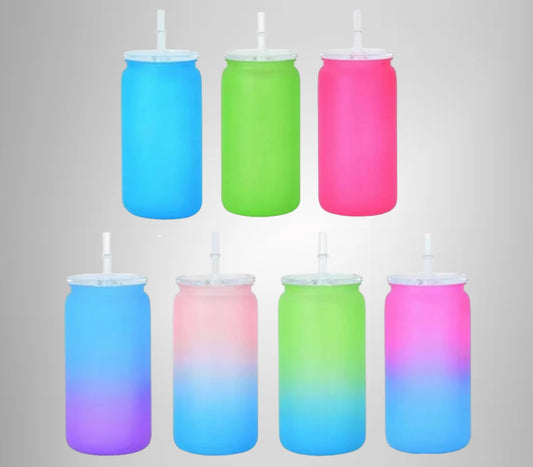 16oz ACRYLIC/PLASTIC OMBRÉ AND NEON MATTE COLOR CAN CUPS