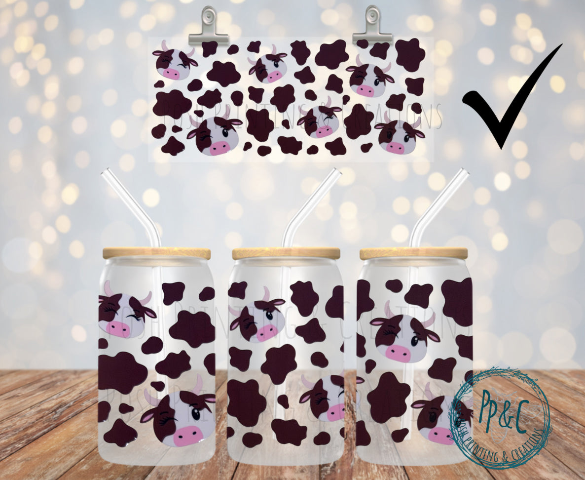 #216 COW HEAD AND COW PRINT UV DTF WRAO