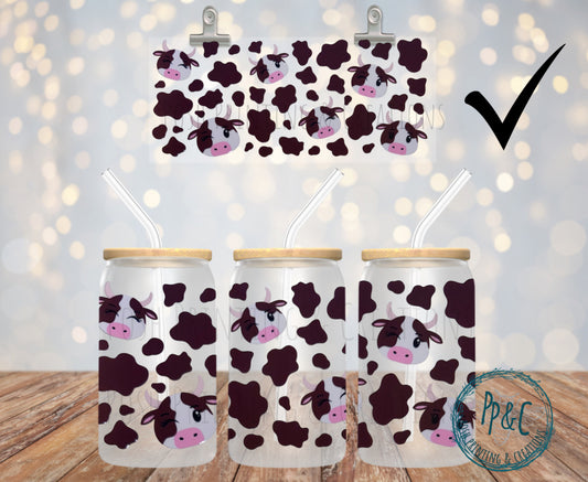 #216 COW HEAD AND COW PRINT UV DTF WRAO