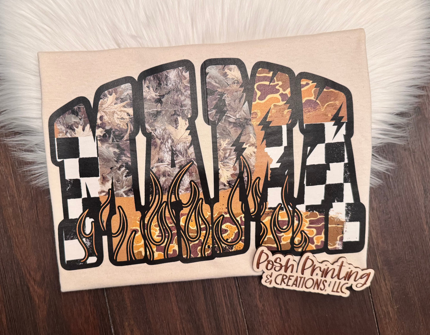 Flame and Camo Mama Tee