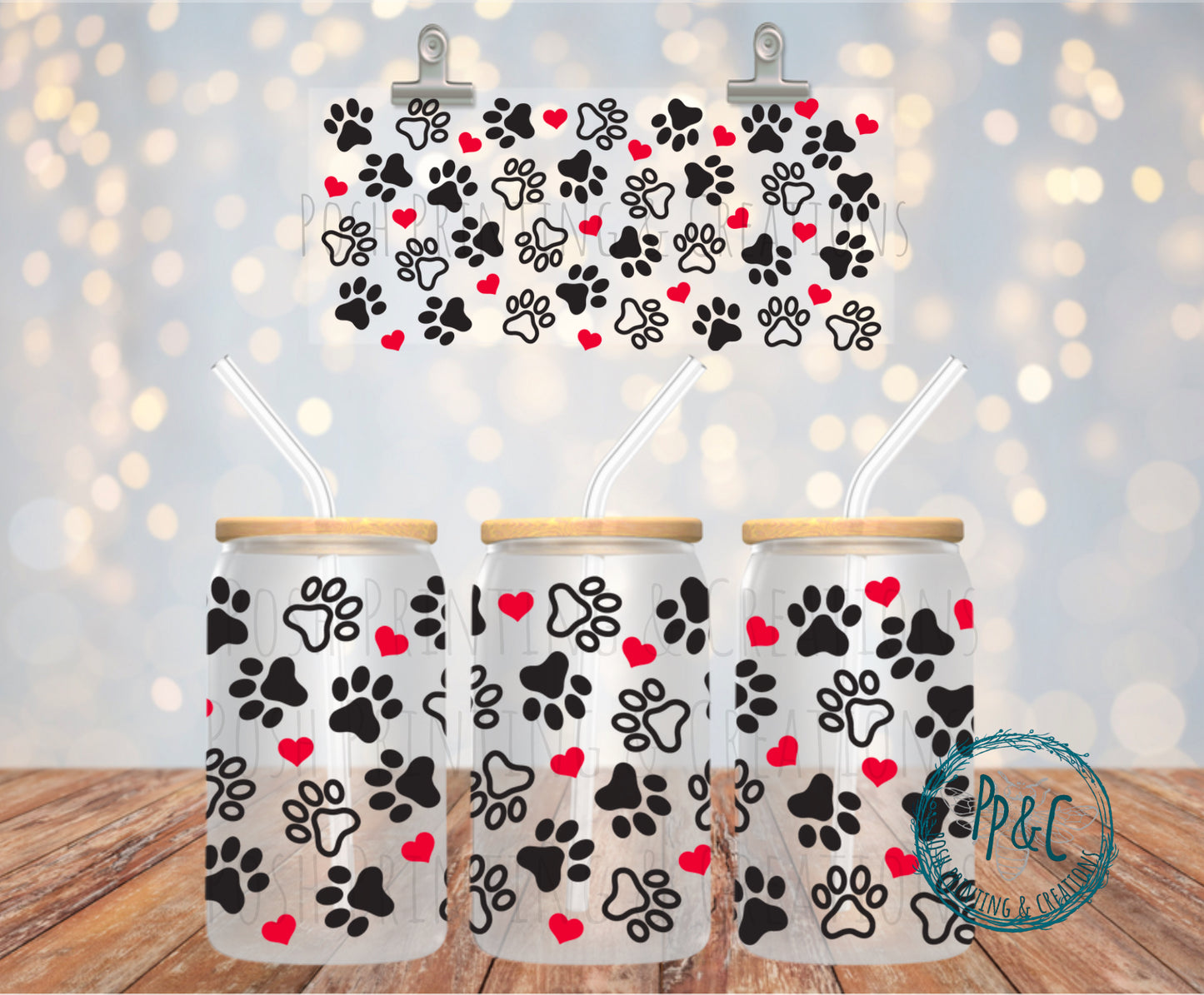 #252 PAWPRINTS AND HEARTS UV DTF WRAP