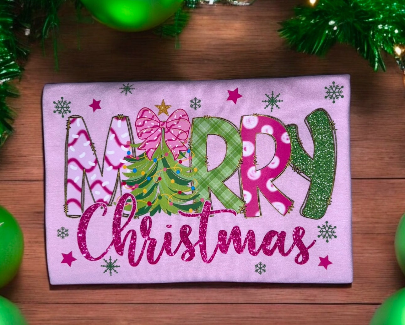 PINK MERRY CHRISTMAS TEE