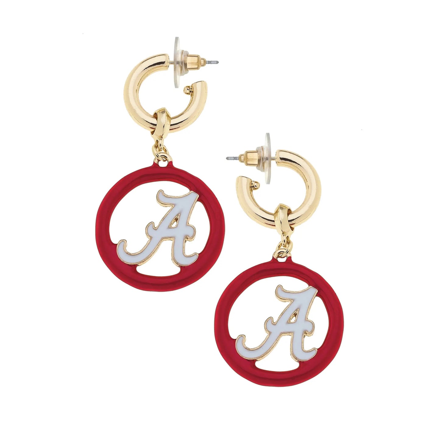 Alabama Crimson Tide Logo Medallion Drop Hoop Earrings