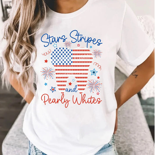STARS STRIPS & PEARLY WHITE COMFORT COLOR TEE