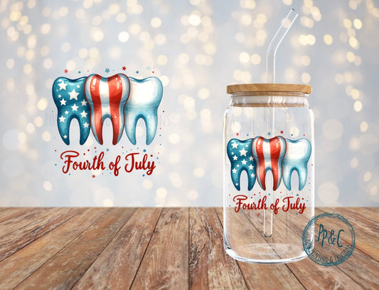 #700 DENTAL FOURTH OF JULY UV DTF DECAL