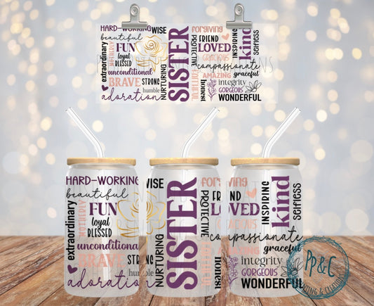 #236 SISTER KIND WORDS UV DTF WRAP
