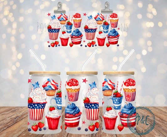 #439 FOURTH OF JULY CUPCAKE UV DTF WRAP