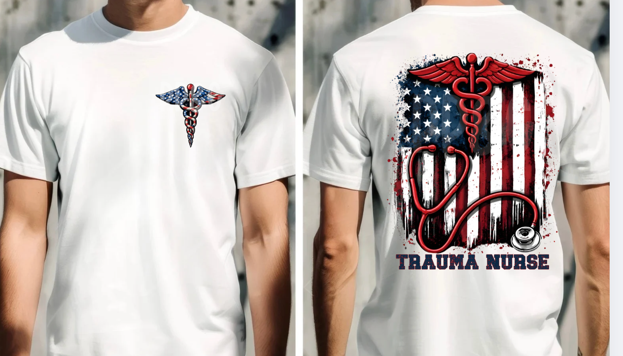 Trauma Nurse USA Medical Flag Tee