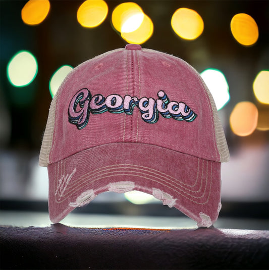 GEORGIA LAYERED TRUCKER HAT (PINK)