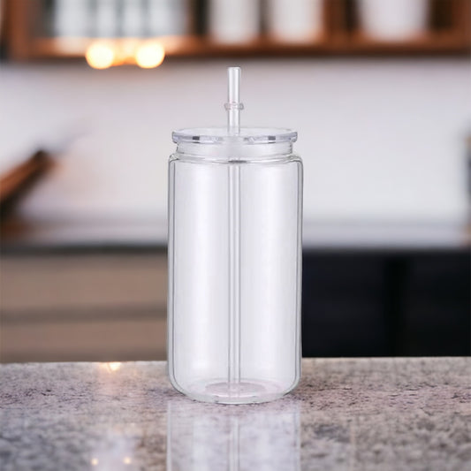 16oz CLEAR ACRYLIC CAN CUP WITH CLEAR ACRYLIC LID