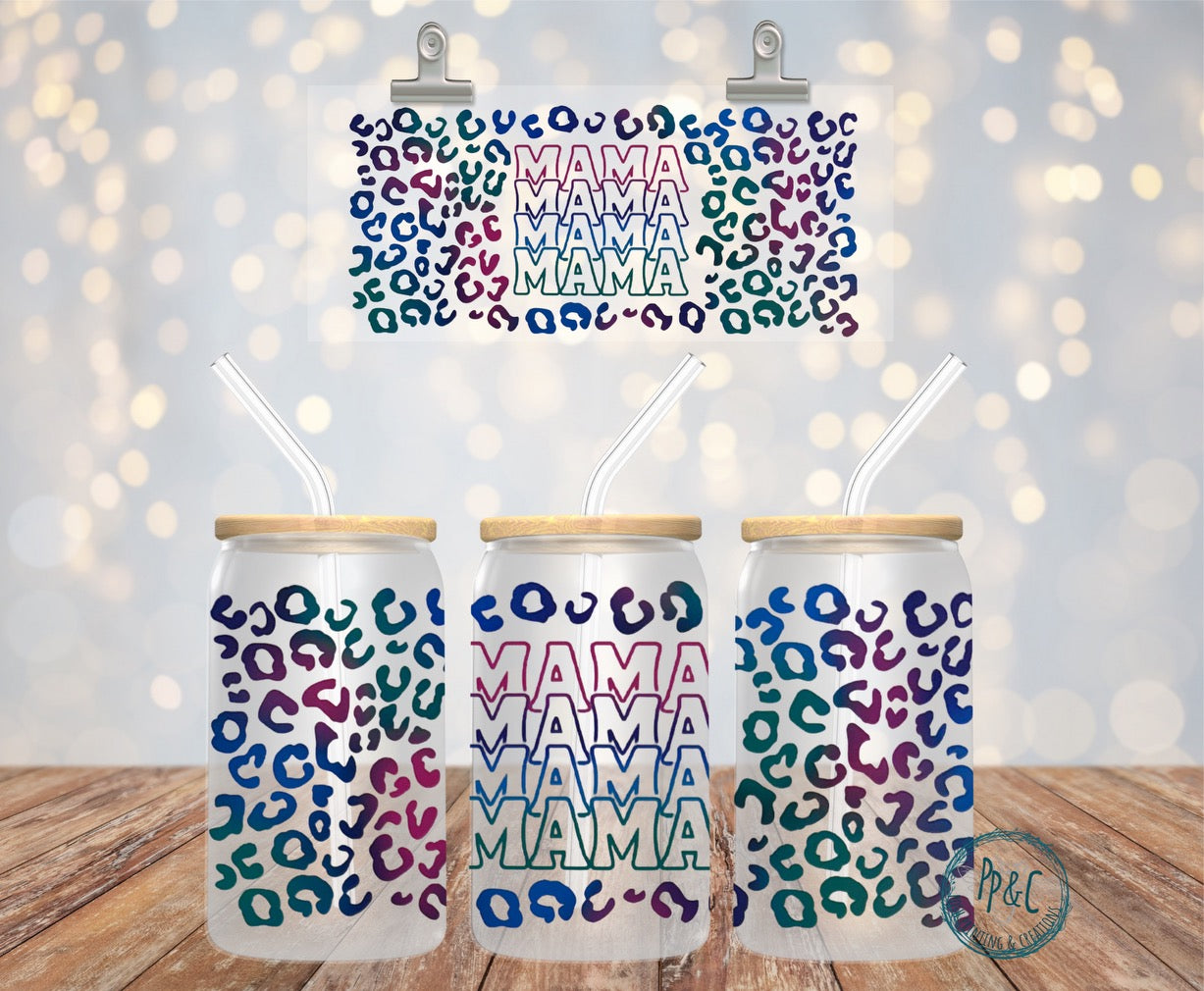 #430 MULTICOLORED LEOPARD PRINT MAMA UV DTF WRAP